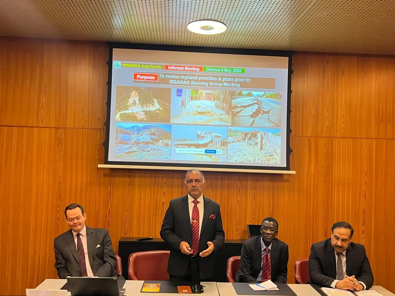 07-05-2024: Chairman NDMA Lt Gen Imam Haider Malik chaired the session of the steering group of Asia-Pacific Region of INSARAG at Geneva Switzerland.